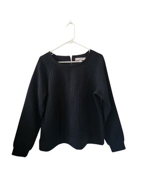 Loft Black Quilted Sweatshirt Top